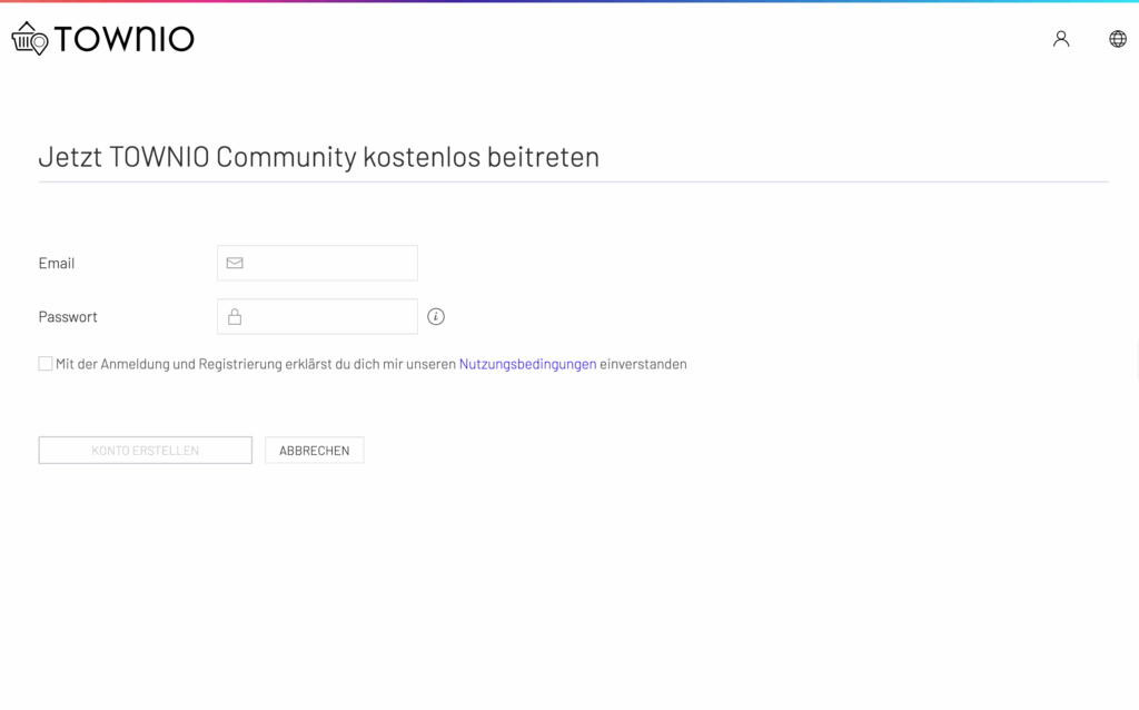 TOWNIO register new user